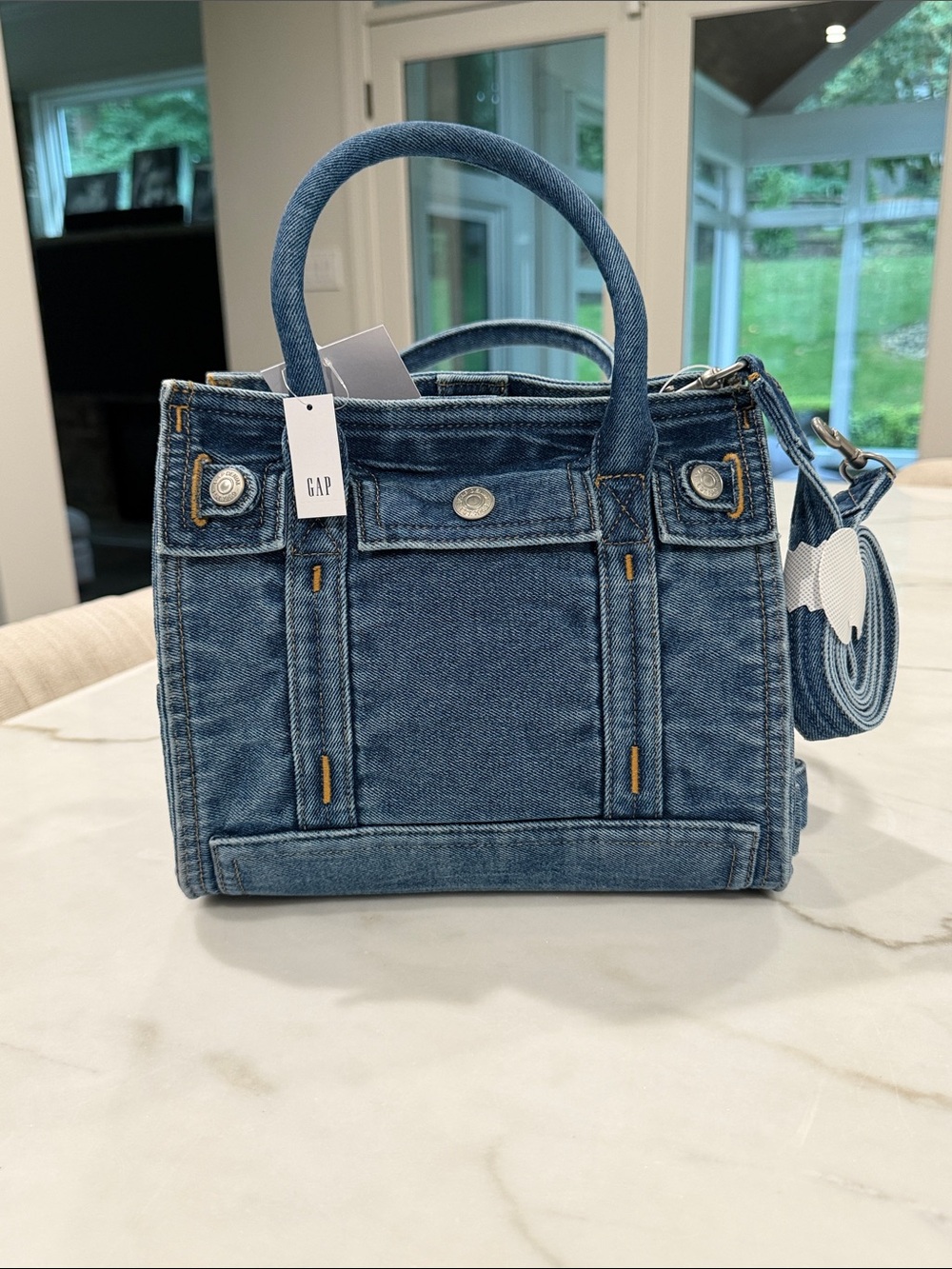 GAP Denim Mini Satchel in Blue Denim